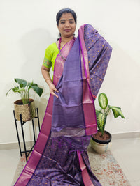 Semi Gadwal Silk Sarees with Digital Prints - Purple