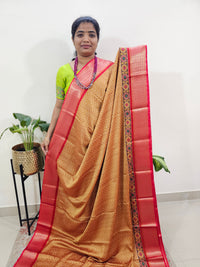 Semi Gadwal Silk Sarees with Digital Prints - Yellow with Red