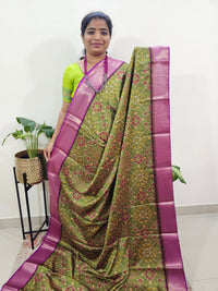 Semi Gadwal Silk Sarees with Digital Prints Green with Purple