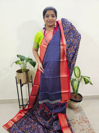 Semi Gadwal Silk Sarees with Digital Prints -Purple with Red