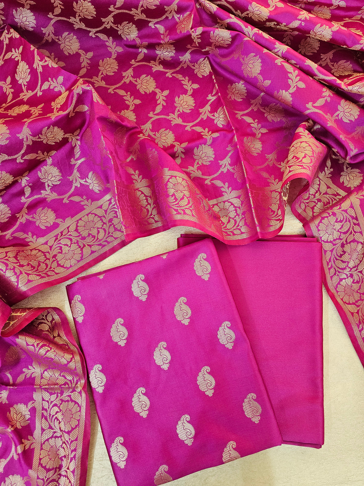Banarasi Unstitched Salwar Suit - Purple