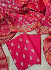Banarasi Unstitched Salwar Suit - Dark Pink