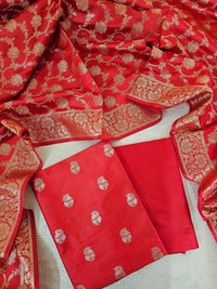 Banarasi Unstitched Salwar Suit - Red