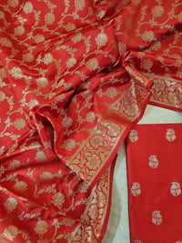 Banarasi Unstitched Salwar Suit - Red