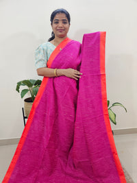 Ghicha Cotton Thread Weaving Saree - Pink with Orange
