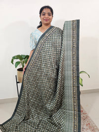 Casual Semi Tussar Digital Prints with Kantha Work - Green