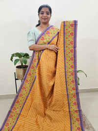 Semi Ghicha Digital Printed Saree - Yellow with Purple