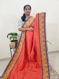 Semi Ghicha Digital Printed Saree - Orange with Violet