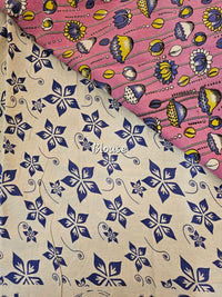 Cotton Kalamkari Saree - Pink with Blue