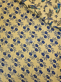 Cotton Kalamkari Saree - Cream with Blue