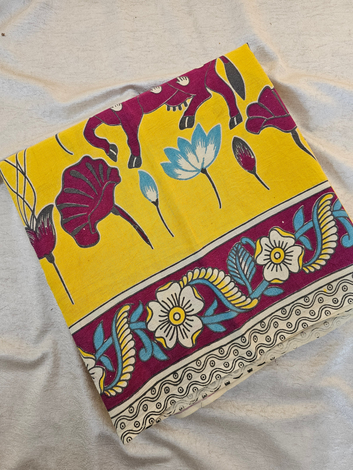 Cotton Kalamkari Saree - Yellow