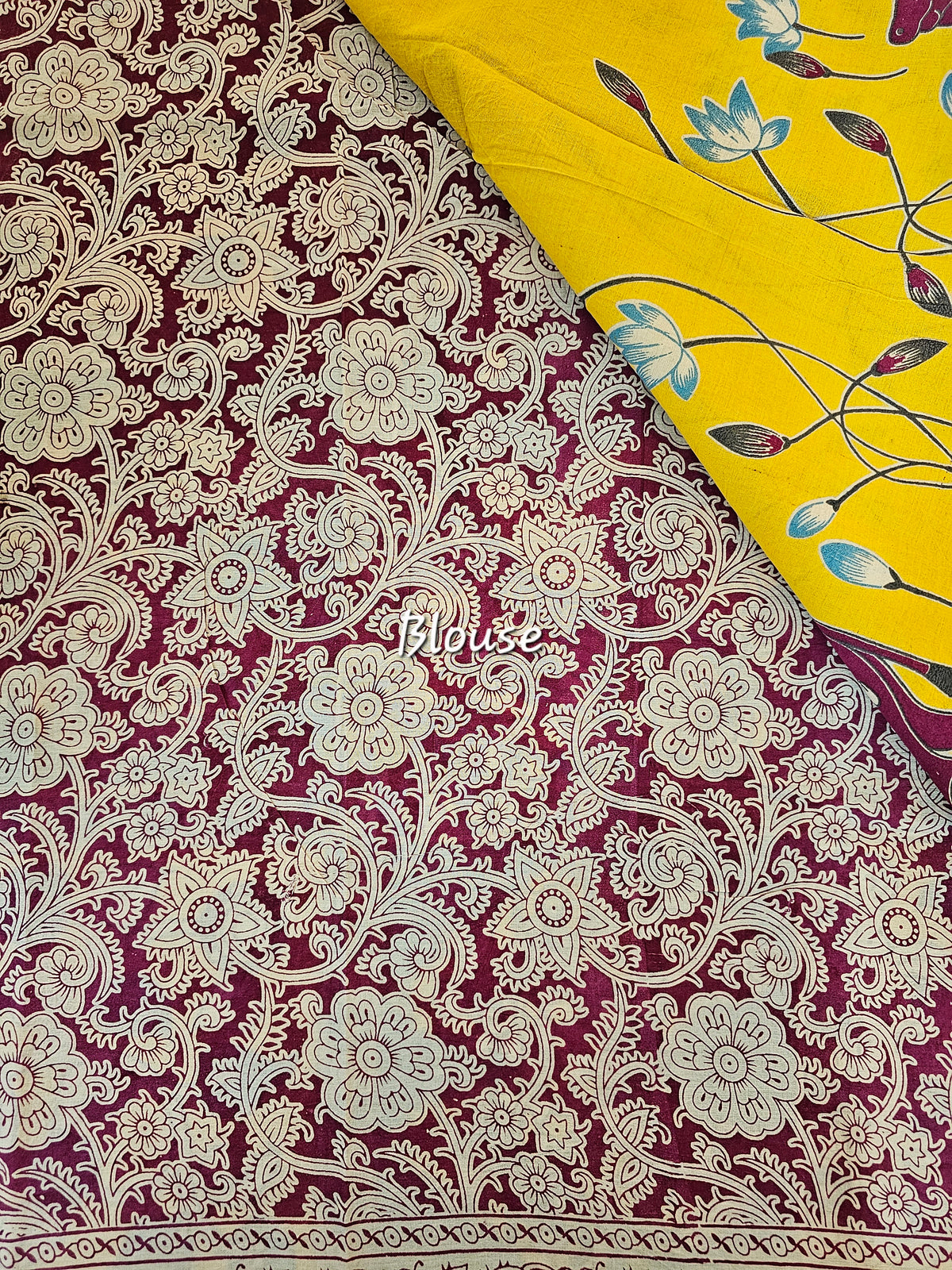 Cotton Kalamkari Saree - Yellow