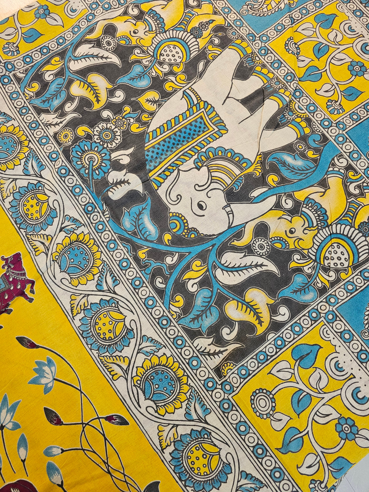 Cotton Kalamkari Saree - Yellow