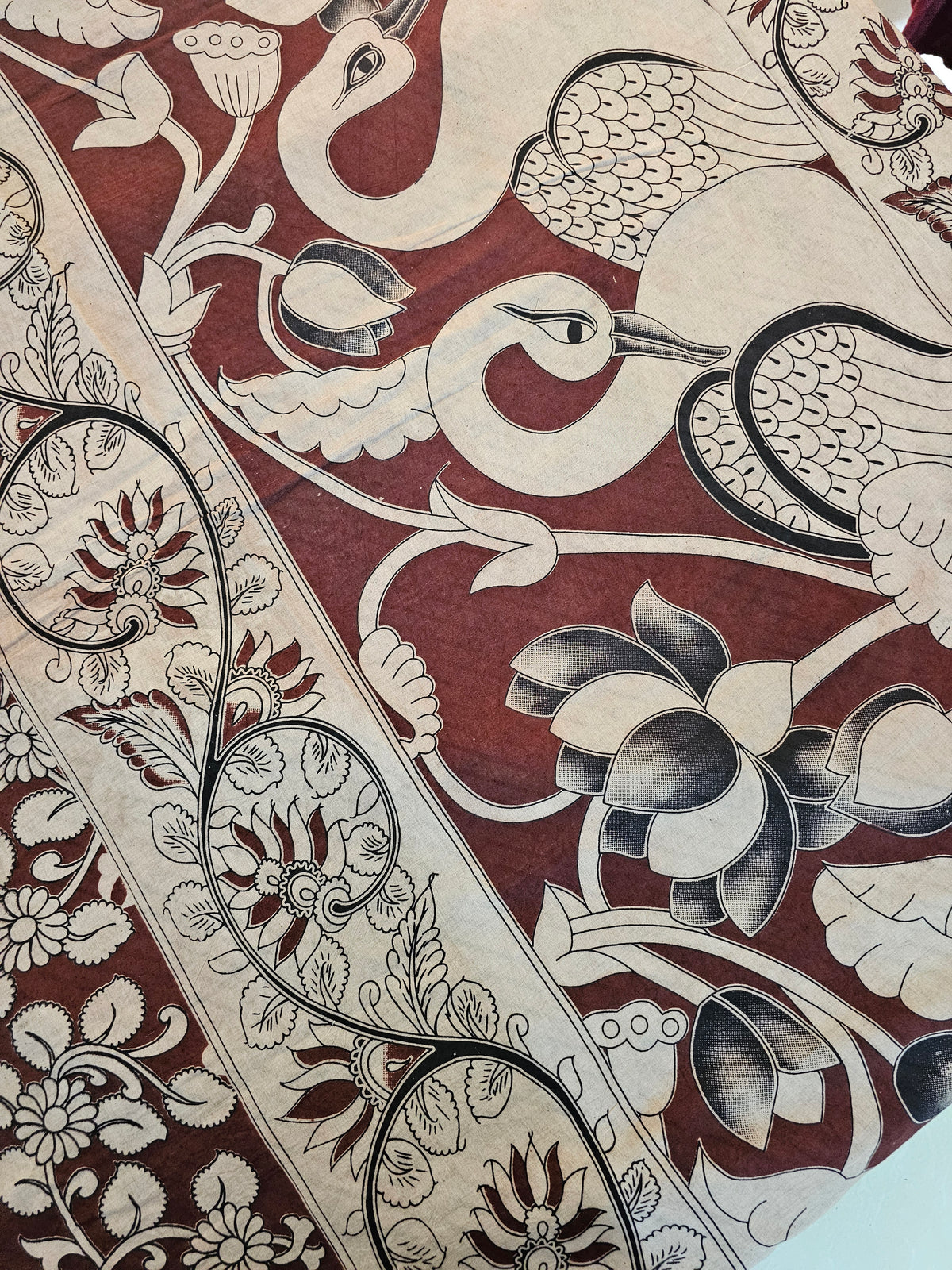 Cotton Kalamkari Saree - Maroon