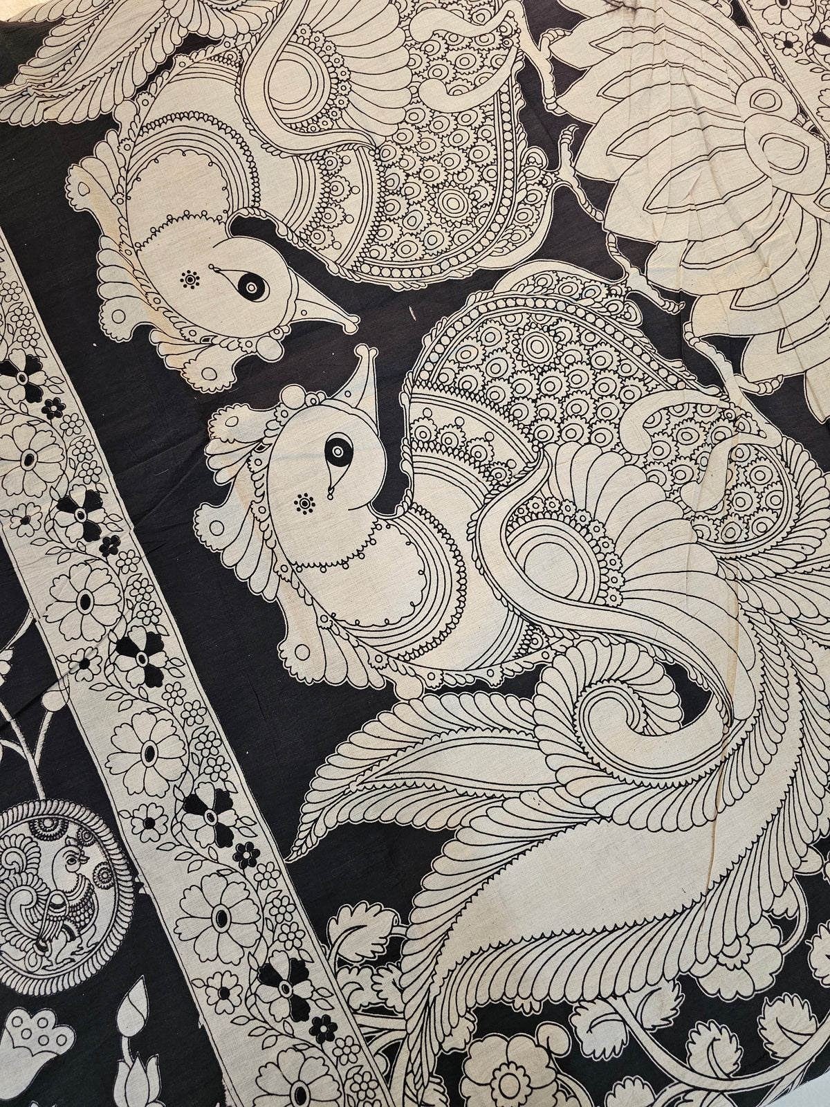 Cotton Kalamkari Saree - Black