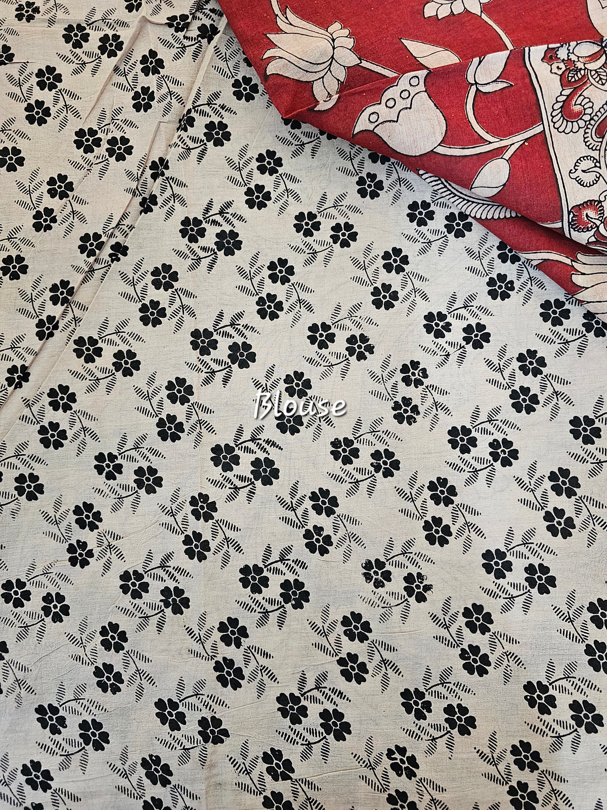 Cotton Kalamkari Saree - Red