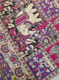 Cotton Kalamkari Saree - Lavender with Pink