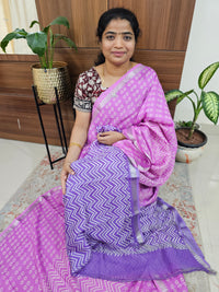 Handwoven Mangalagiri Pattu Saree with Bandhini Digital Prints  - Lavender with Violet
