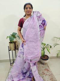 Linen Kota with Digital Printed Sarees - Lavender