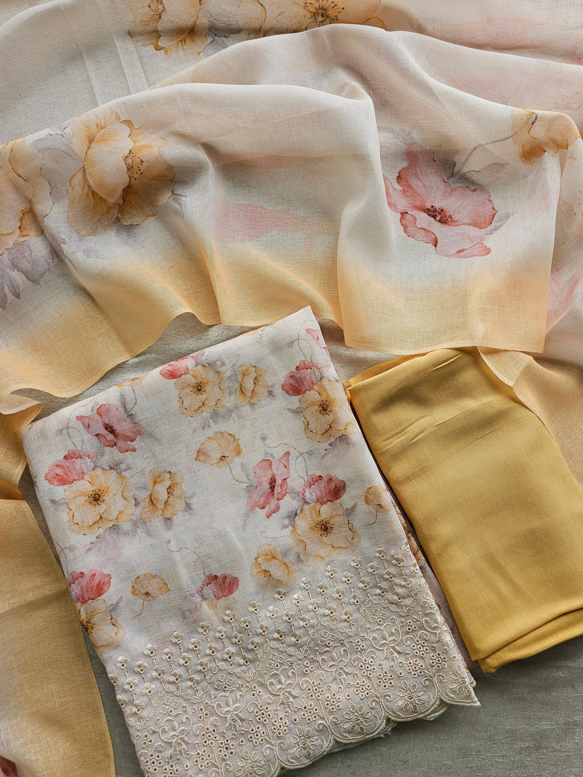 Premimum Pure Soft Linen Unstitched Salwar - Mustard