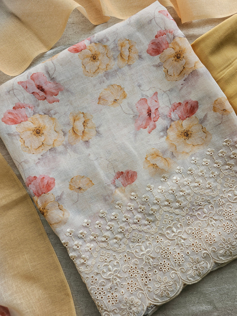 Premimum Pure Soft Linen Unstitched Salwar - Mustard