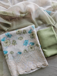 Premimum Pure Soft Linen Unstitched Salwar - Green