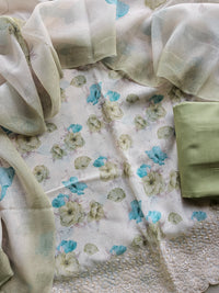 Premimum Pure Soft Linen Unstitched Salwar - Green