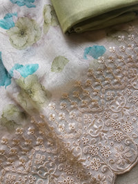 Premimum Pure Soft Linen Unstitched Salwar - Green