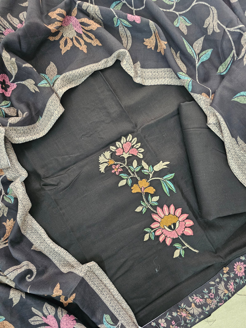 Soft Cotton Unstitched Salwar - Black