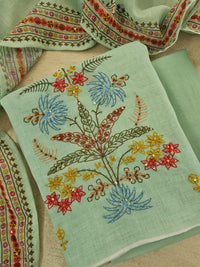 Soft Linen Unstitched Salwar - Sea Green cum Blue