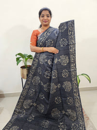 Bhagalpuri Batik Print - Grey with Sea Green