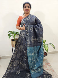 Bhagalpuri Batik Print - Grey with Sea Green