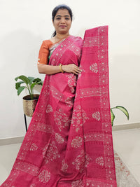 Bhagalpuri Batik Print - Pink with Maroon