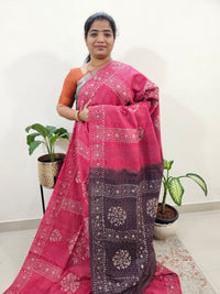 Bhagalpuri Batik Print - Pink with Maroon