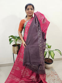 Bhagalpuri Batik Print - Pink with Maroon