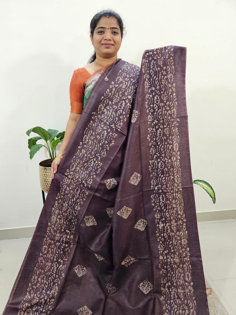 Bhagalpuri Batik Print - Brown with Honey Brown