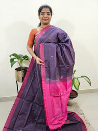 Chinnalampattu Saree with Blouse - Dark Purple with Pink