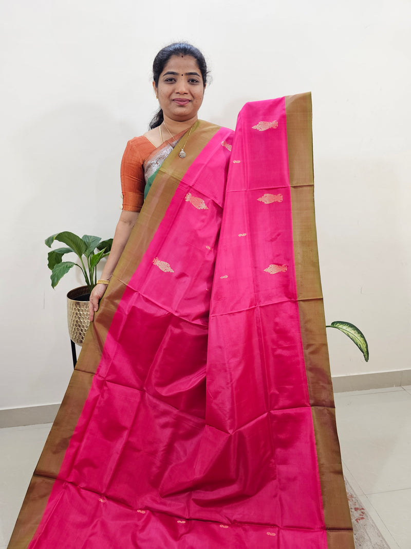 Chinnalampattu Saree with Blouse - Pink with Green