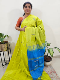 Chinnalampattu Saree with Blouse - Lime Green with Blue