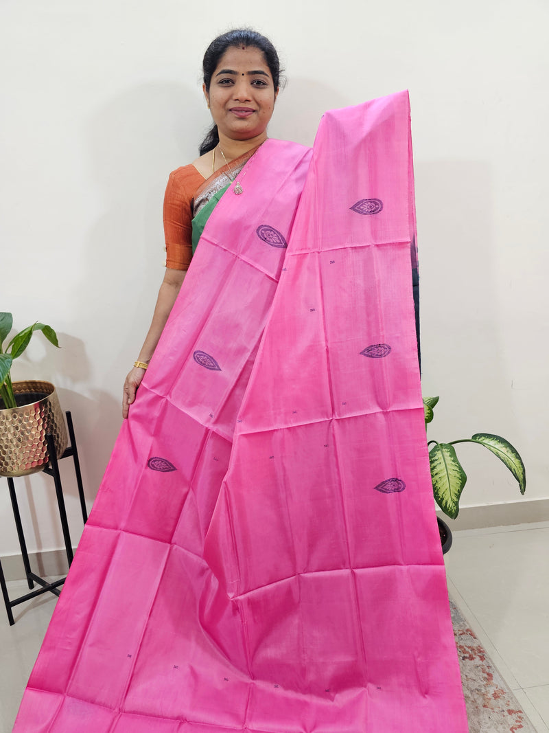Chinnalampattu Saree with Blouse - Pink with Peacock Green