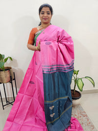 Chinnalampattu Saree with Blouse - Pink with Peacock Green
