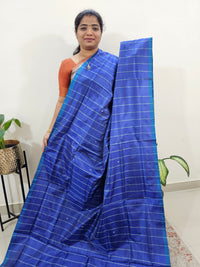 Chinnalampattu Saree with Blouse - Blue Checks with Sea Green