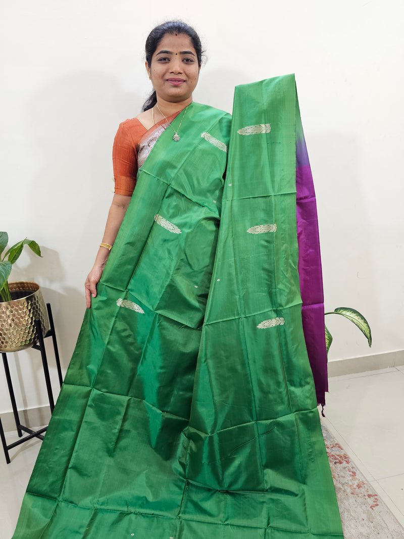 Chinnalampattu Saree with Blouse - Green with Magenta Pink