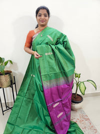 Chinnalampattu Saree with Blouse - Green with Magenta Pink
