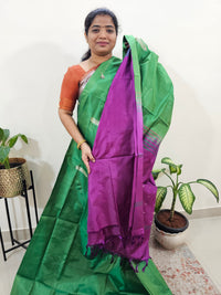 Chinnalampattu Saree with Blouse - Green with Magenta Pink