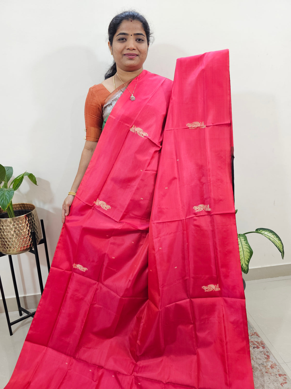 Chinnalampattu Saree with Blouse - Red with Black