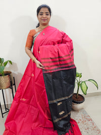 Chinnalampattu Saree with Blouse - Red with Black