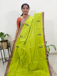 Chinnalampattu Saree with Blouse - Lime Green with Purple