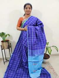 Chinnalampattu Saree with Blouse - Dark Violet with Light Blue