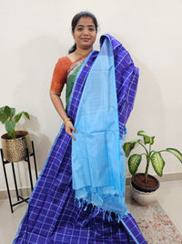 Chinnalampattu Saree with Blouse - Dark Violet with Light Blue